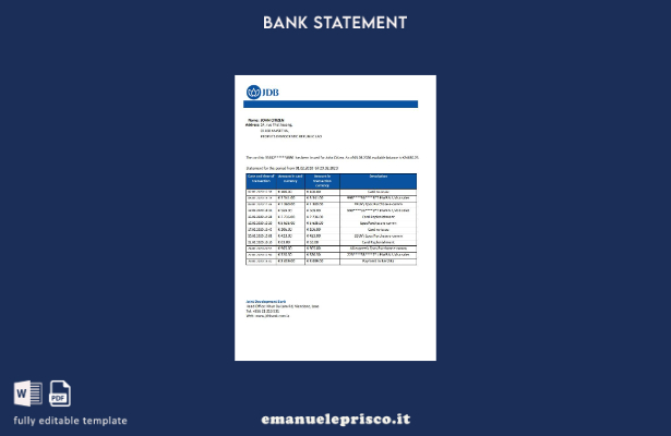 modello word di dichiarazione della Laos Joint Development Bank (JDB) in stile v